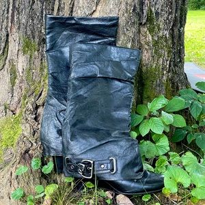 Naughty Monkey Vinyl Leather Slouch Boots - Size 9